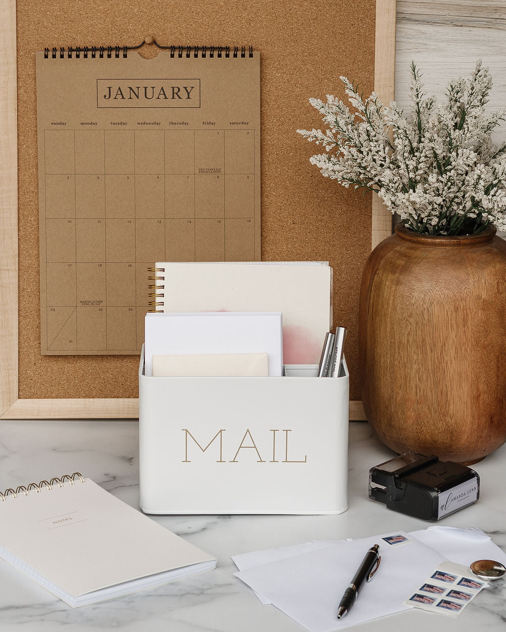 A versatile white mail organizer can be used in the home, office, hallway, entryway, or any space where you need additional storage.