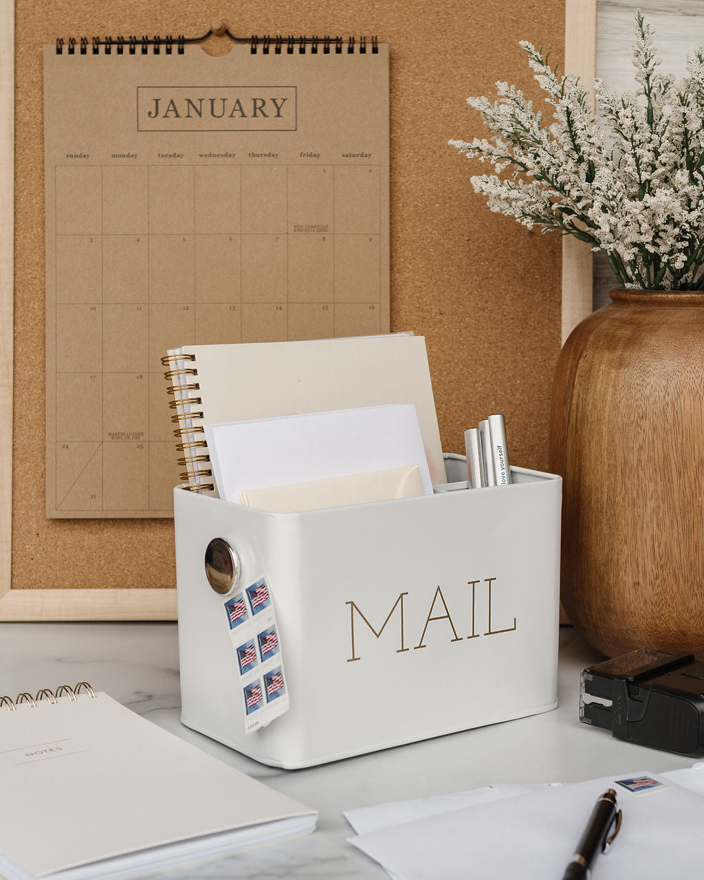 Galvanized Steel Modern Mail Tin Box A versatile white mail organizer can be used in the home, office, hallway, entryway, or any space where you need additional storage.