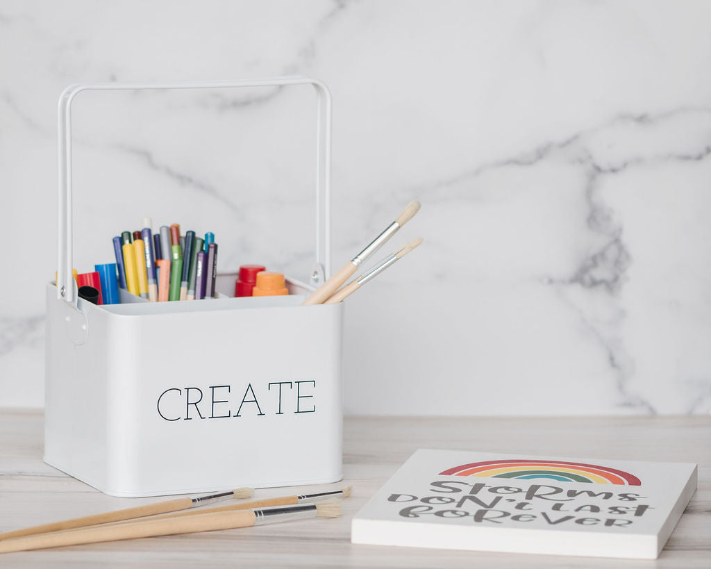 Galvanized Steel Modern Create Tin Box can be used as makeup brushes holder.